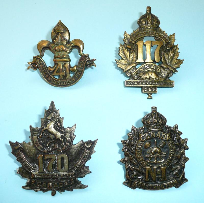 WW1 Canada - A lot of 4 Different CEF Cap Badges