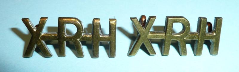 10th Royal Hussars (Prince of Wales's Own) Matched Pair of Brass Roman Numeral Shoulder Titles