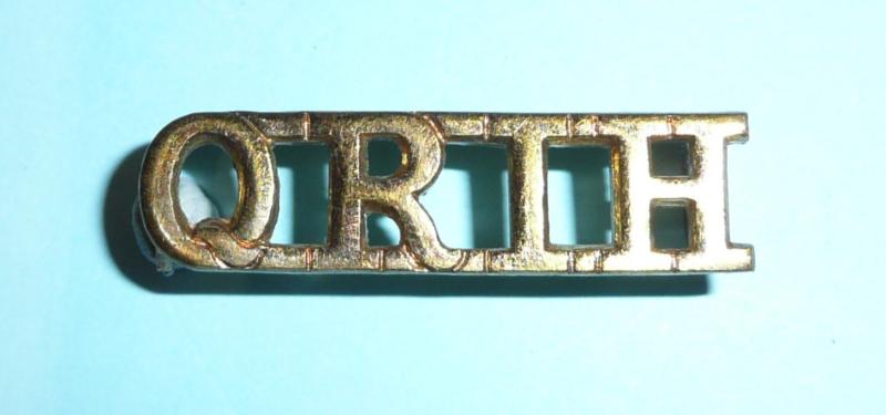 QRIH (Queen's Royal Irish Hussars) Gilt Brass Shoulder Title