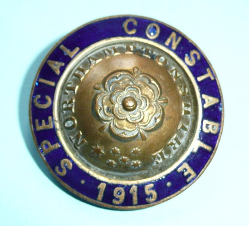 WW1 Northamptonshire Special Constable Constabulary Police Mufti Buttonhole Lapel Badge - Dated 1915