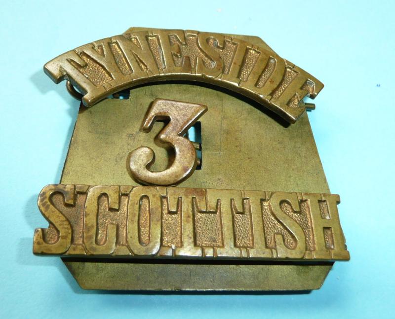 WW1 3rd Battalion Tyneside Scottish Brass Gilding Metal Three Piece Shoulder Title