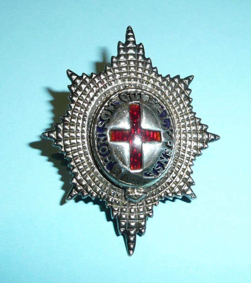 Coldstream Guards Officers Large Pattern Sterling Silver & Enamel Forage Cap Star
