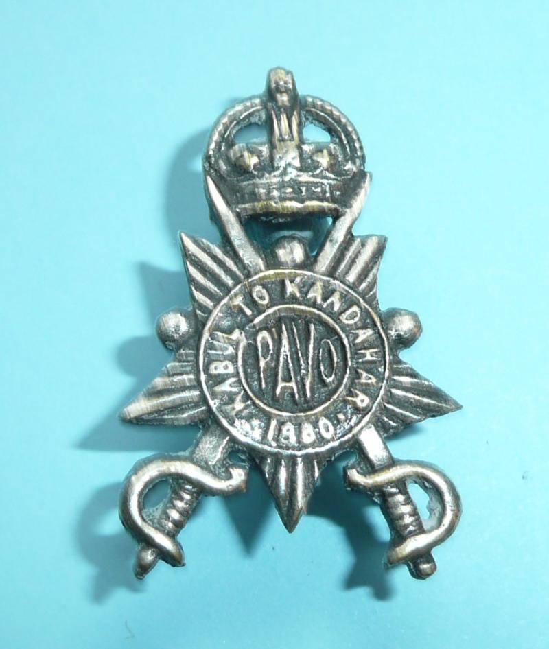 Indian Army - Prince Albert Victor’s Own Cavalry (PAVO) – King’s Crown White Metal Cap Badge