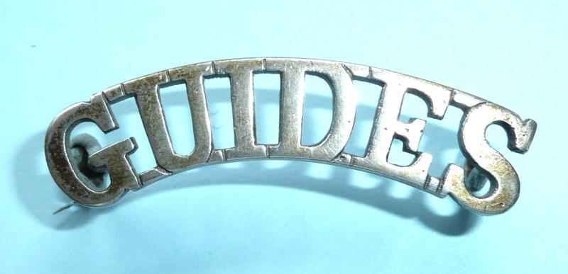 Indian Army - Queen Victoria's Own Corps of Guides (Frontier Force) (Lumsden's Cavalry) Silver Plated Officers Metal Shoulder Title