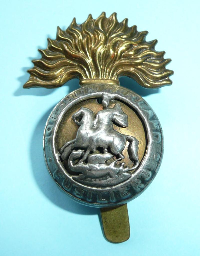 WW1 Northumberland Fusiliers (NF) Officer's Cap Badge - Modified with slider