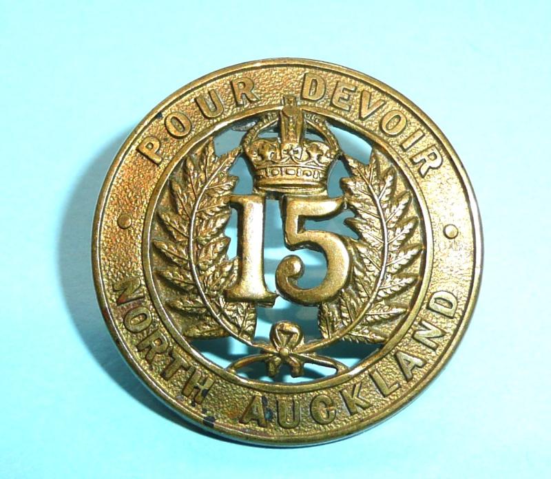 WW1 New Zealand - 15th (North Auckland) Infantry Regiment Cap Badge, King's Crown
