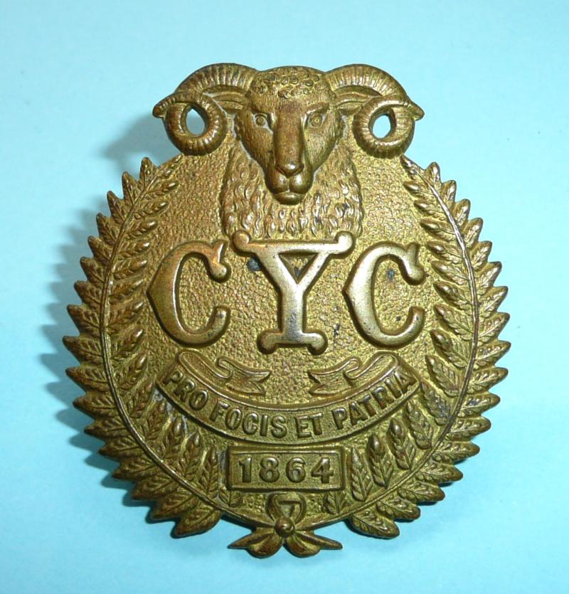 WW1 New Zealand - 1st Mounted Rifles (Canterbury Yeomanry Cavalry (CYC)) Brass Cap Badge (solid top to the Y)