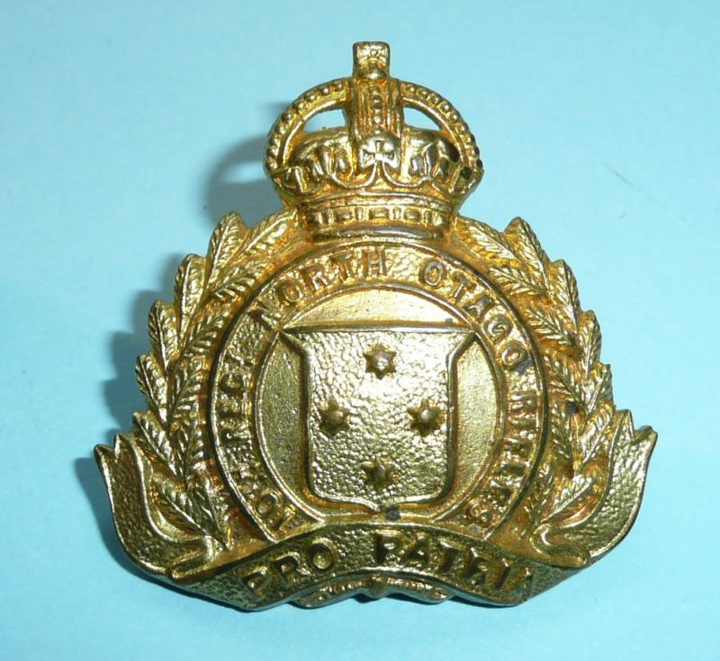 WW1 New Zealand  - 10th (North Ontago Rifles) Regiment Brass Cap / Collar Badge