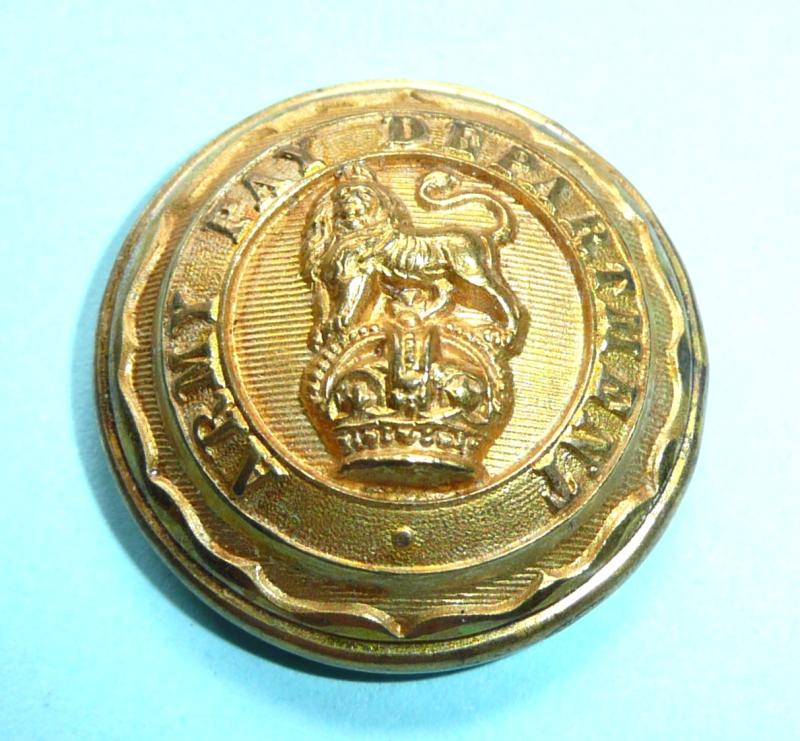 Edwardian / WW1 Army Pay Department Button Officers Large Pattern Fire Gilt Button