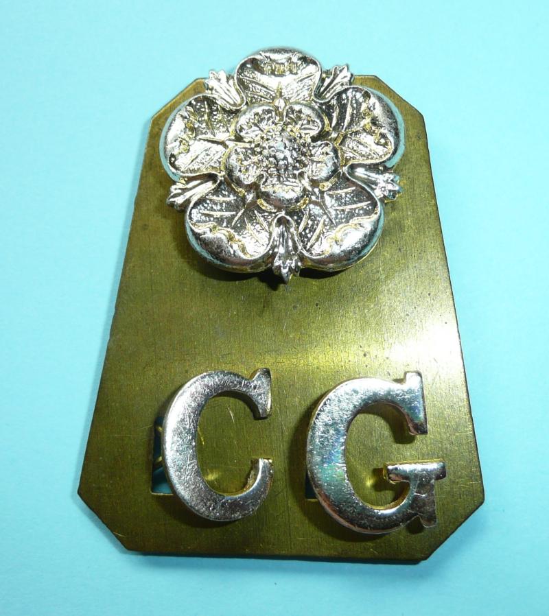 Coldstream Guards AA Anodised Staybrite 3 Part Shoulder Title on Brass Backing Plate