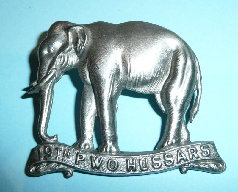 Victorian 19th PWO Hussars Single Scroll Elephant Other Ranks Cap Badge
