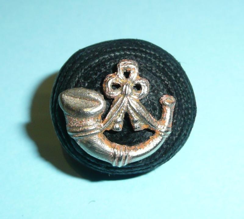 Rifle Brigade Boss Badge - Silver Plated Bugle on a small Black Cord Boss