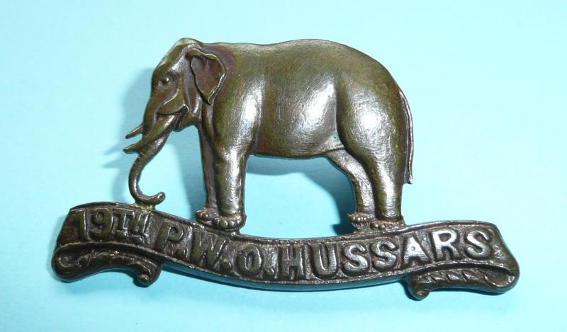 19th Royal PWO Hussars Officer's OSD Bronze Field Service Cap Badge, pre 1909