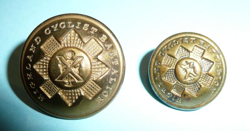 Highland Cyclist Battalion (HCB) Pair of Officer's Gilt Brass Buttons