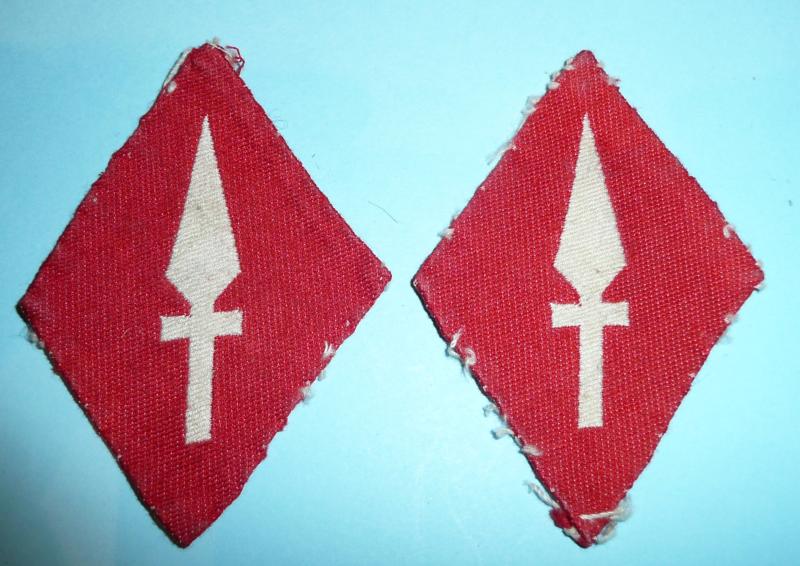 WW2 1st Corps Matched Pair of Woven Silk Cloth Formation Signs Cloth Flashes Patches Arm Designation Badges