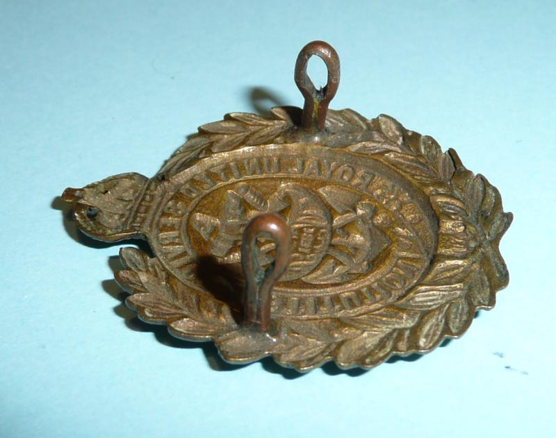 RUSI The Royal United Services Institute Brass Front Door Uniformed Security Personnel Cap Badge - Kings Crown