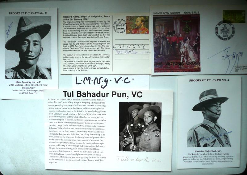 Small Collection of Four WW2 Gurkha Victoria Cross Winners 0riginal Signatures