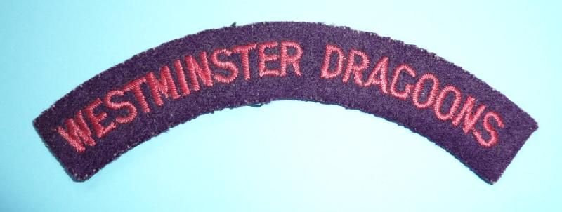 Cold War - Westminster Dragoons (TA) Woven Felt Cloth Shoulder Title