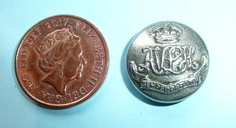 Assam Valley Light Horse AVLH Officer's Silver Plated Medium Pattern Button, King's Crown