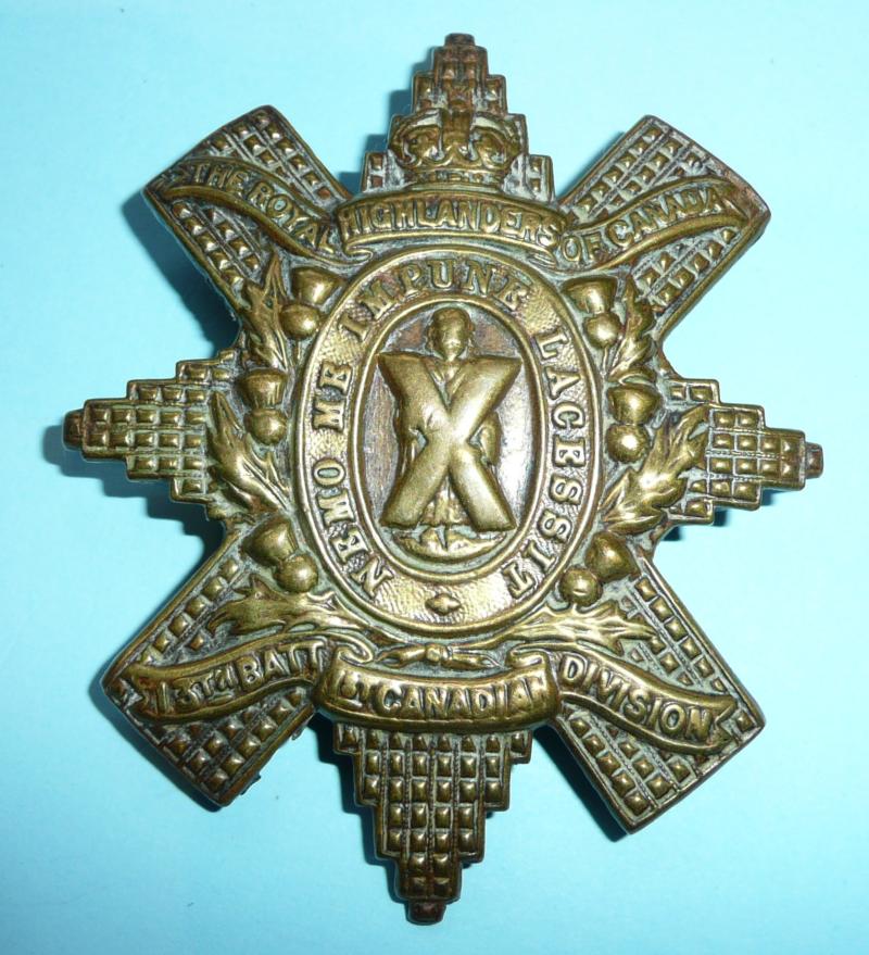 WW1 Canada - 13th Battalion CEF 1st Canadian Division The Royal Highlanders (Black Watch) Of Canada – King’s Crown Browning Copper Cap Metal Cap Badge