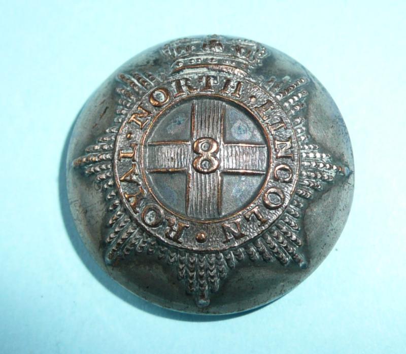 Early - Mid Victorian North Lincoln Militia Officer's Silver Plated Tunic Button, no 8 to centre of cross.