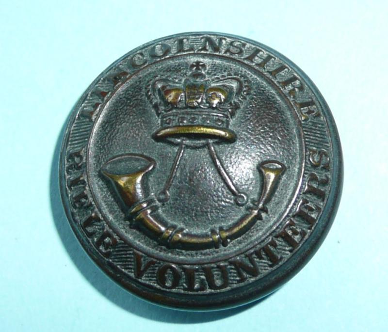 Lincolnshire Rifle Volunteers Blackened Large Pattern Button - Scarce maker