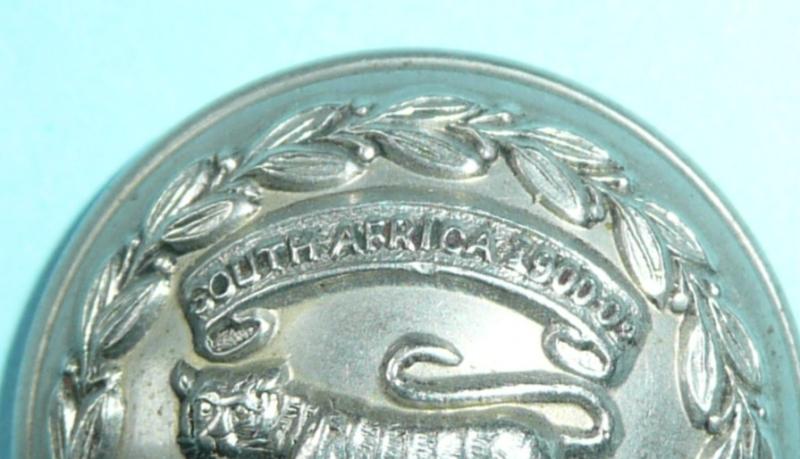 1st Volunteer Battalion The Leicestershire Regiment White Metal Large Pattern Button - South Africa Scroll