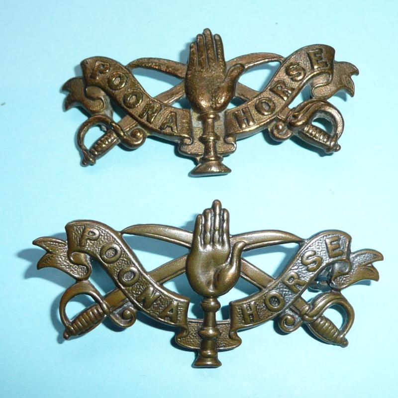 British Indian Army - 4th (Prince Albert Victor's Own) Bombay Cavalry (Poona Horse) Pair of Other Ranks Shoulder Titles, 1890 - 1922