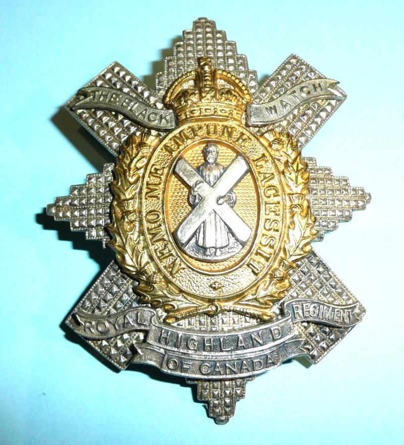 The Royal Highland Regiment of Canada (Black Watch) Officer's Silver Plate and Gilt Glengarry Badge - Stunning!