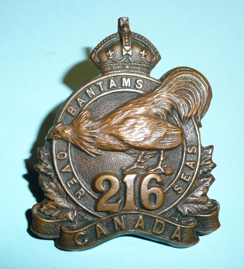 WW1 Canada  - 216th (Toronto Bantams) Overseas Battalion CEF Canadian Expeditionary Force Cap Badge