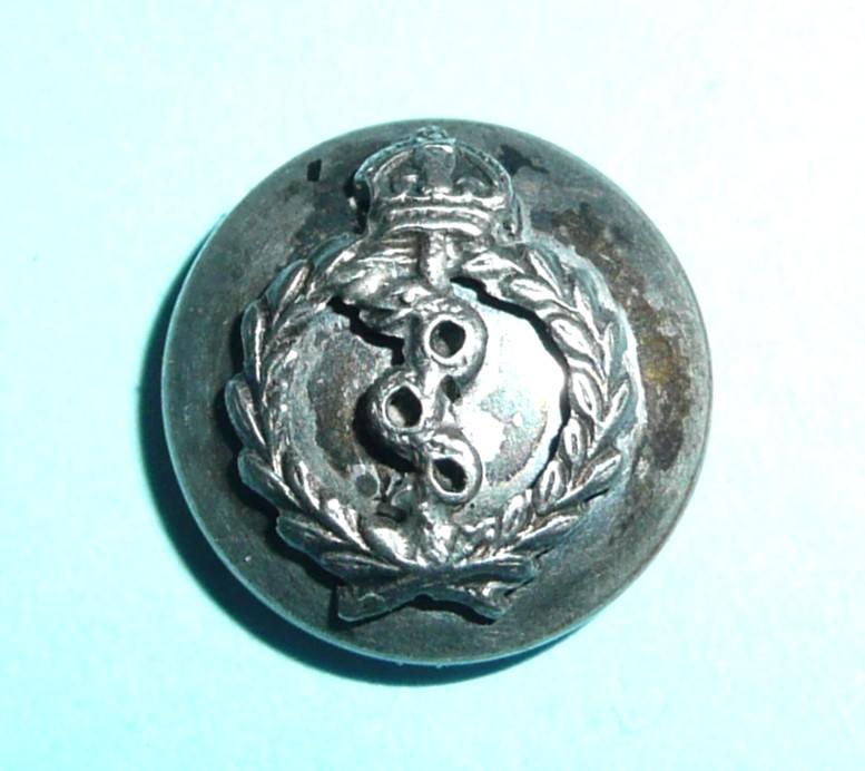 Royal Army Medical Corps RAMC Volunteers / Territorial Silver Plated Officer's Small Pattern Silver Plated Cap / Mess Dress Button, King's Crown