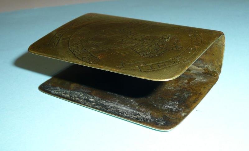 WW1 John V. Garbutt 19th Durhams DLI sheet brass match cover trench art