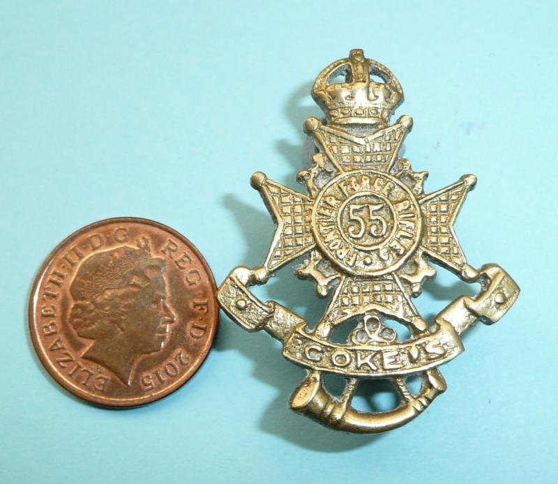 WW1 Indian Army - 55th Coke's Rifles (Frontier Force) Officer's White Metal Forage Cap Badge