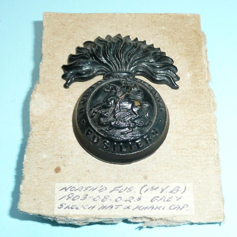 1st Volunteer Battalion (VB) Northumberland Fusiliers (NF) Other Ranks Blackened Brass Cap Badge
