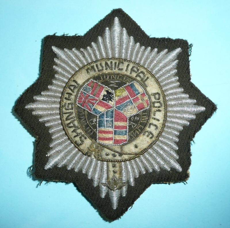 Chinese Treaty Ports - Shanghai Municipal Police Bullion Cloth Blazer Badge