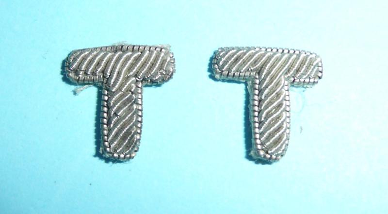 Pair of Mess Dress Territorial Small Silver Wire Bullion 'T' s