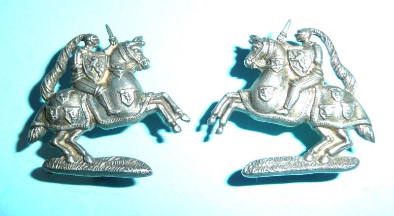 Fife & Forfar Imperial Yeomanry Officer's Facing and Matching Pair of h/m silver collar badges