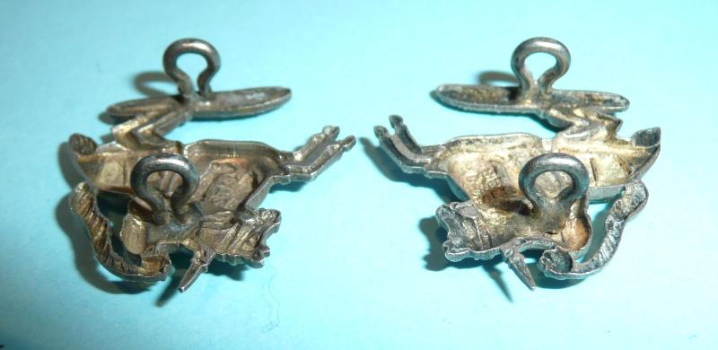 Fife & Forfar Imperial Yeomanry Officer's Facing and Matching Pair of h/m silver collar badges