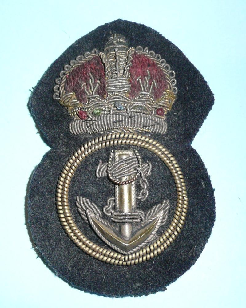 WW2 Royal Navy RN Petty Officer's Bullion Cap Badge, King's Crown