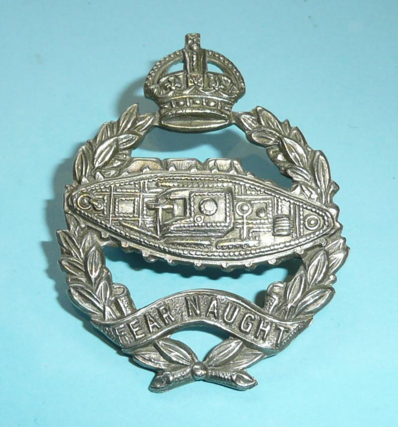 Royal Tank Corps / Regiment ( RTC / RTR) Other Rank's White Metal Cap Badge, King 's Crown