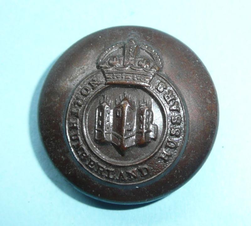 Northumberland Hussars Yeomanry Officers Medium Pattern OSD Bronze Button