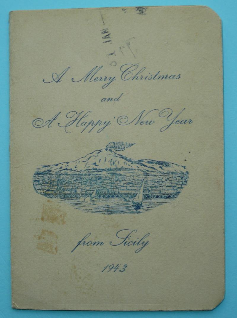 WW2 Italian Campaign Christmas Card from Sicily 1943 - RASC Solder attributed