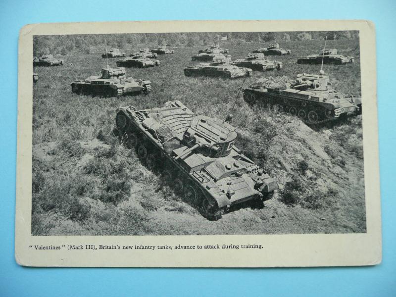 WW2 Valentines Postcard - A Squadron of Covenanter Tanks Going Into Action