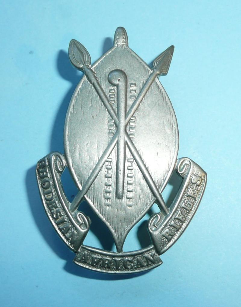 South Africa - Rhodesian African Rifles White Metal Cap Badge - Firmin