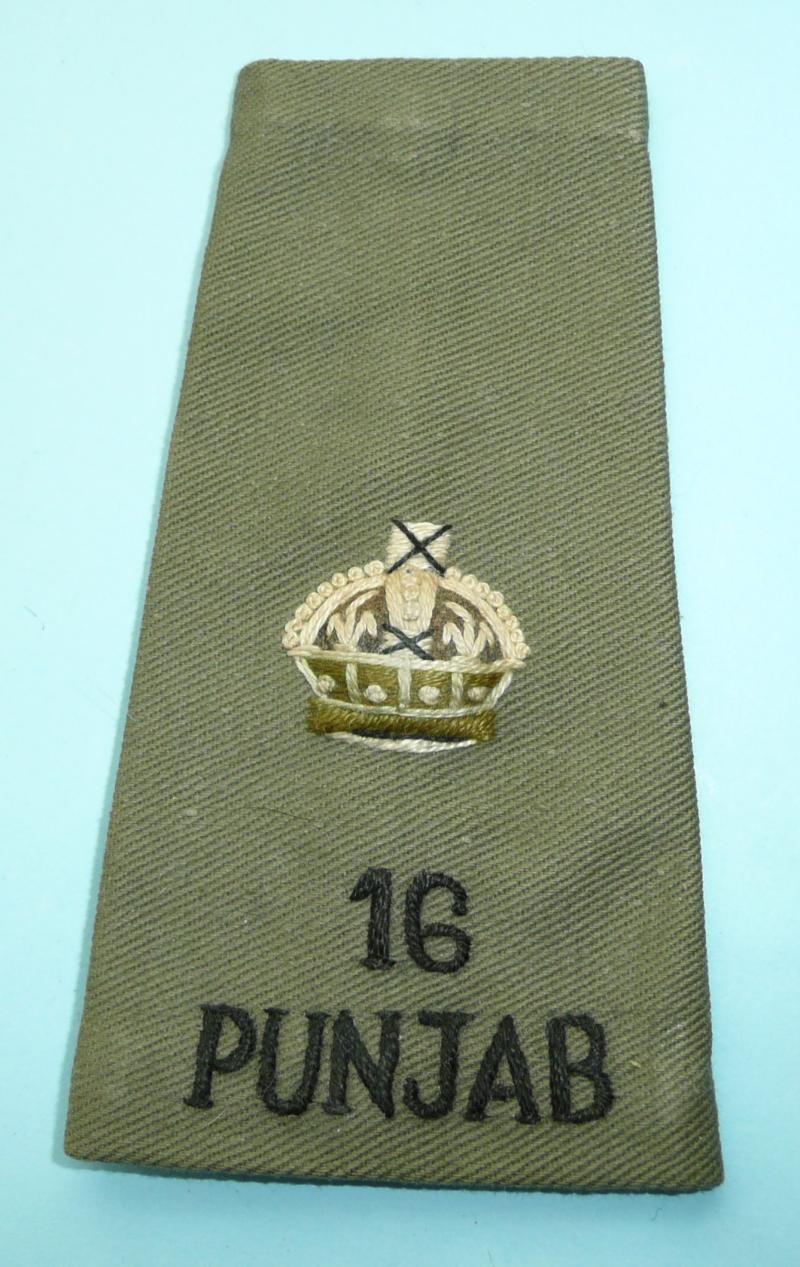 WW2 British Indian Army  - 16th Punjab Regiment Rank Slide