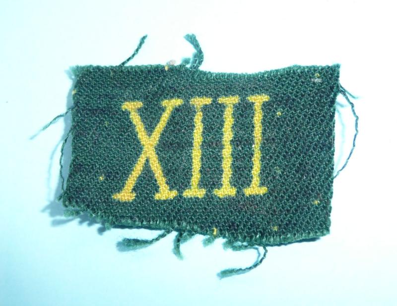 WW2 Calico Printed XIII Somerset Light Infantry (13th Foot) Cloth Regimental Designation Formation Shoulder Arm Badge