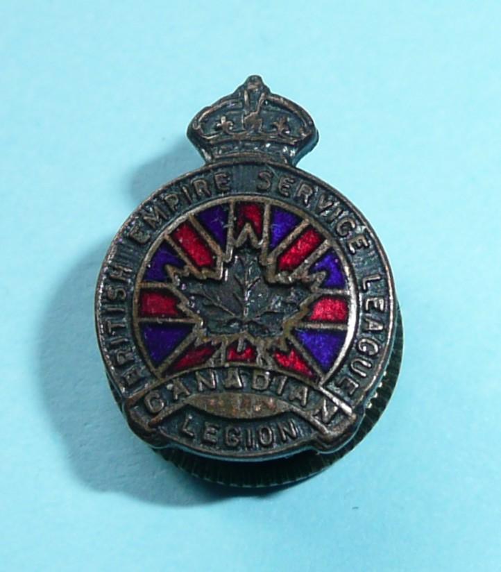 Canada - British Empire Service League - Canadian Legion - Enamel Lapel Buttonhole Pin Badge
