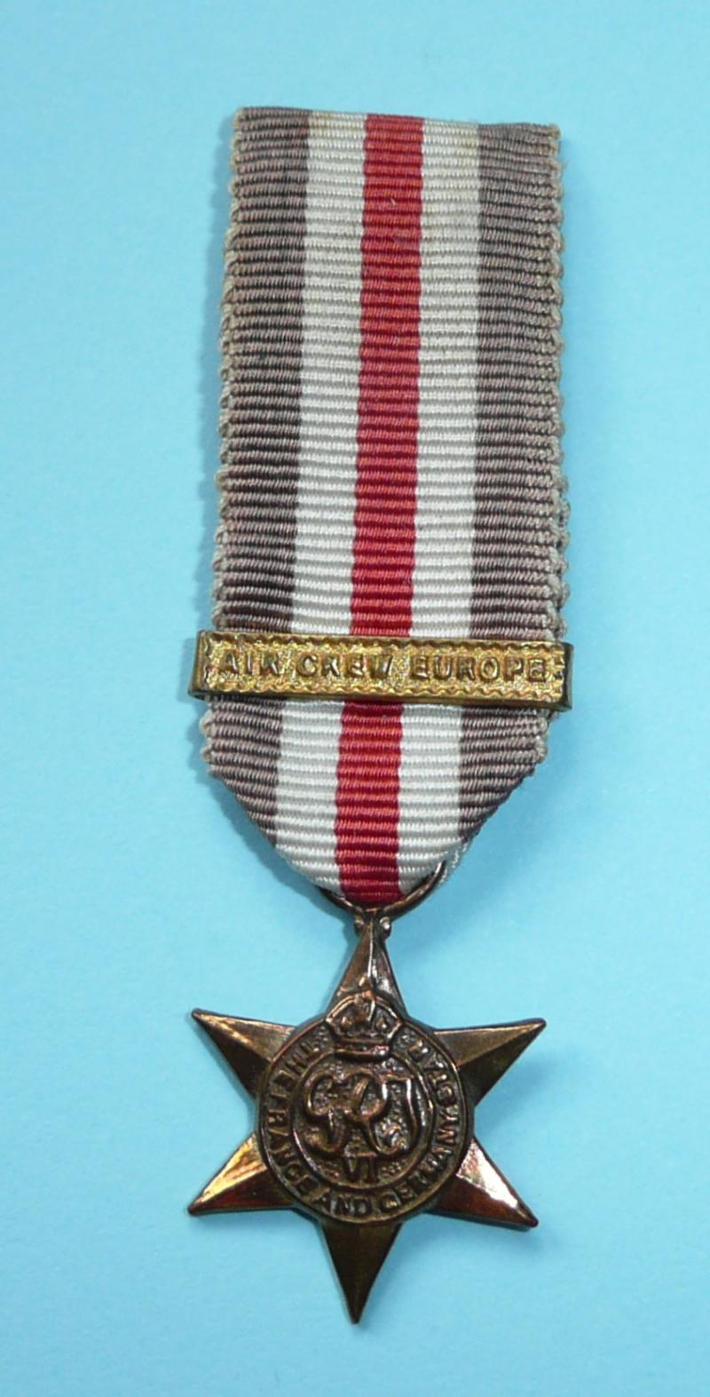 WW2 Miniature Medal - France & Germany Star with Air Crew Europe Clasp Bar