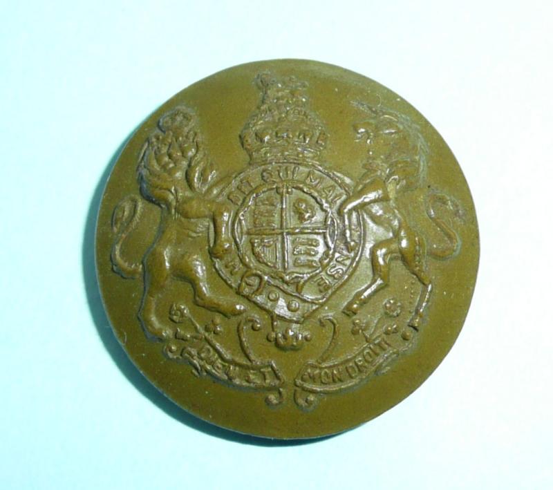 WW2 General Service Royal Arms Green Plastic Economy Large Pattern Button