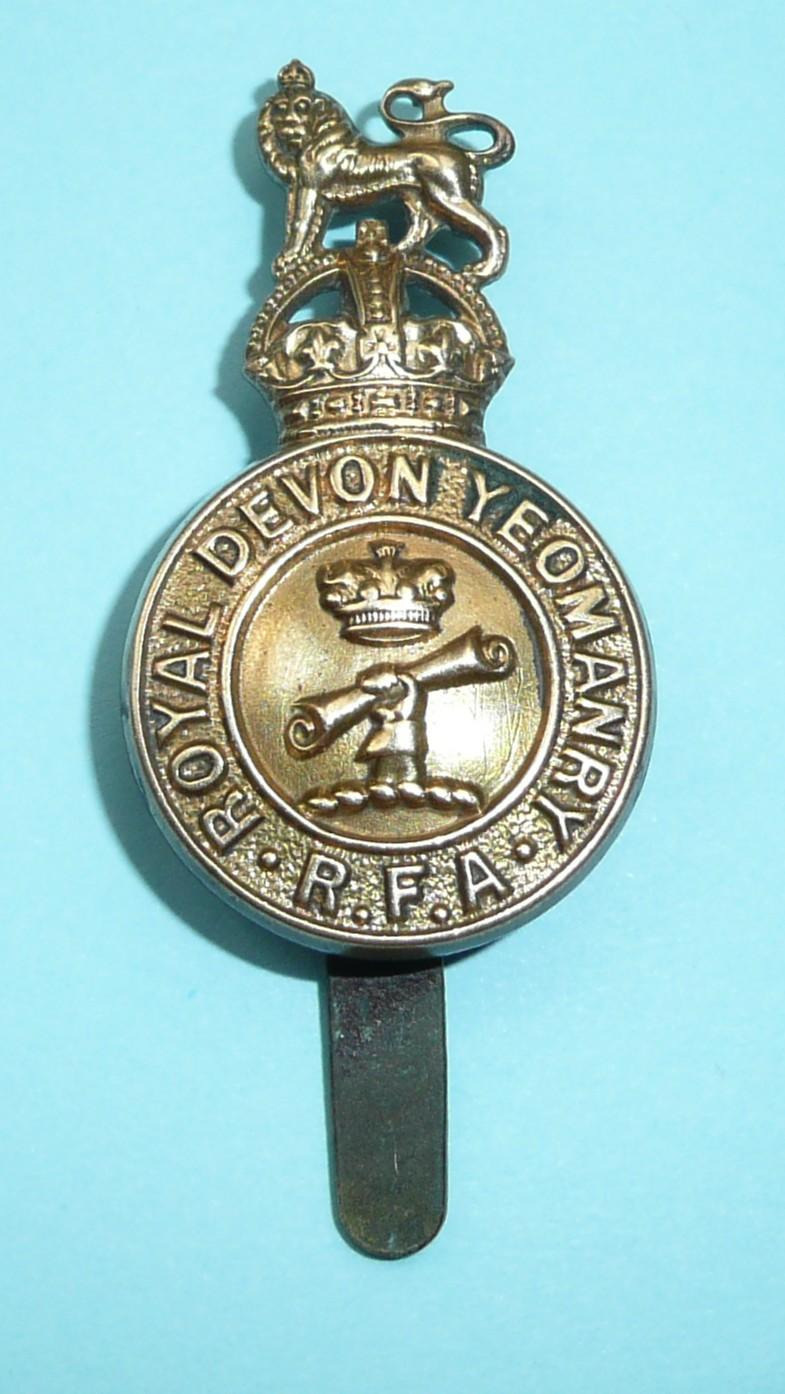 Royal Devon Yeomanry Royal Field Artillery RFA  Brass Cap Badge - 1924 only